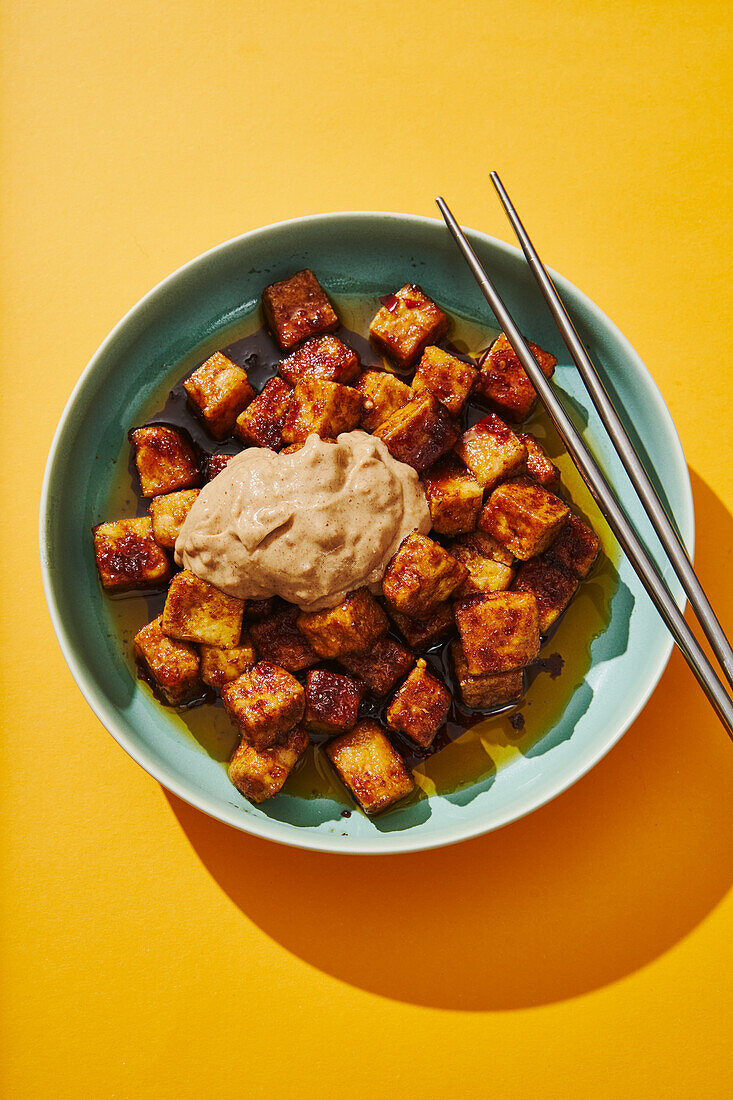 Spicy tofu with peanut sauce