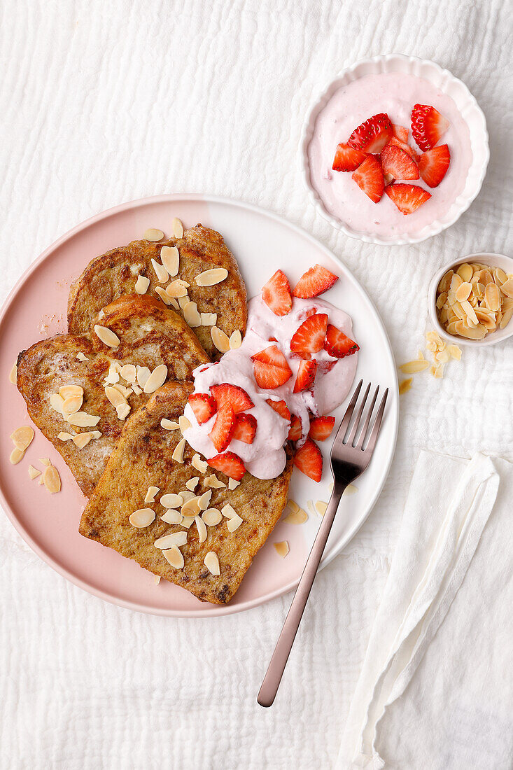 French toast with strawberry curd