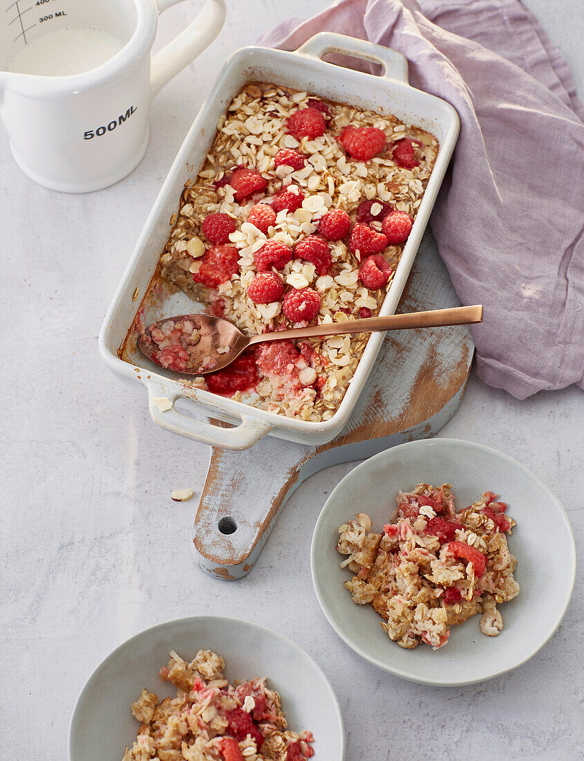 Baked Oats mit Himbeeren