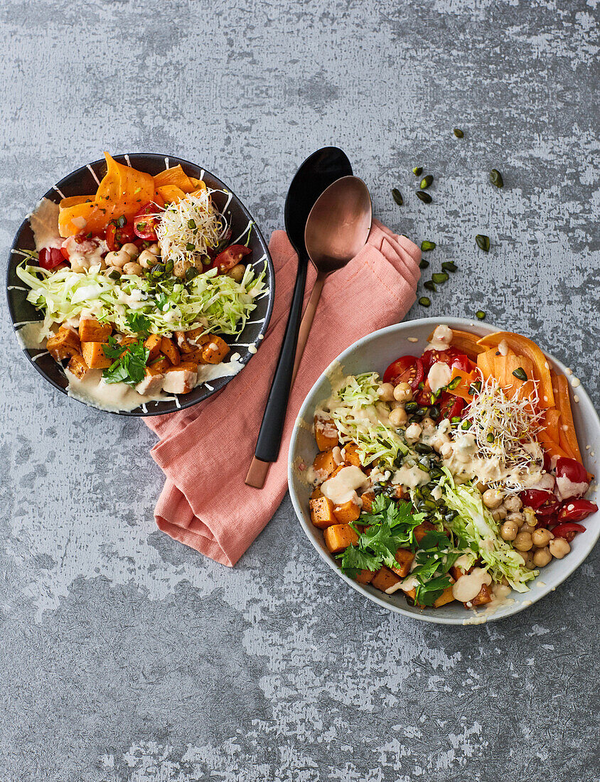 Süsskartoffel-Bowl mit Kichererbsen