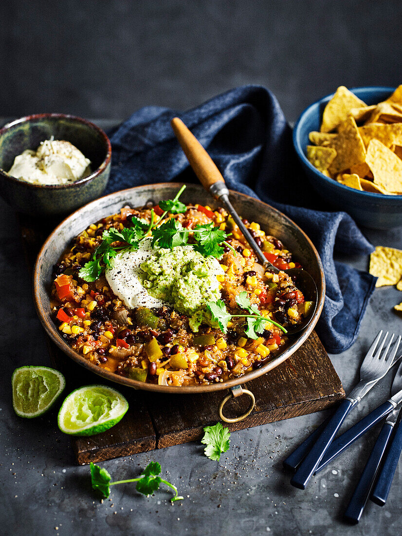 Quinoa, black bean and chipotle chilli