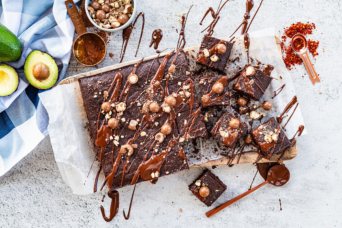 Avocado chocolate brownies with chili