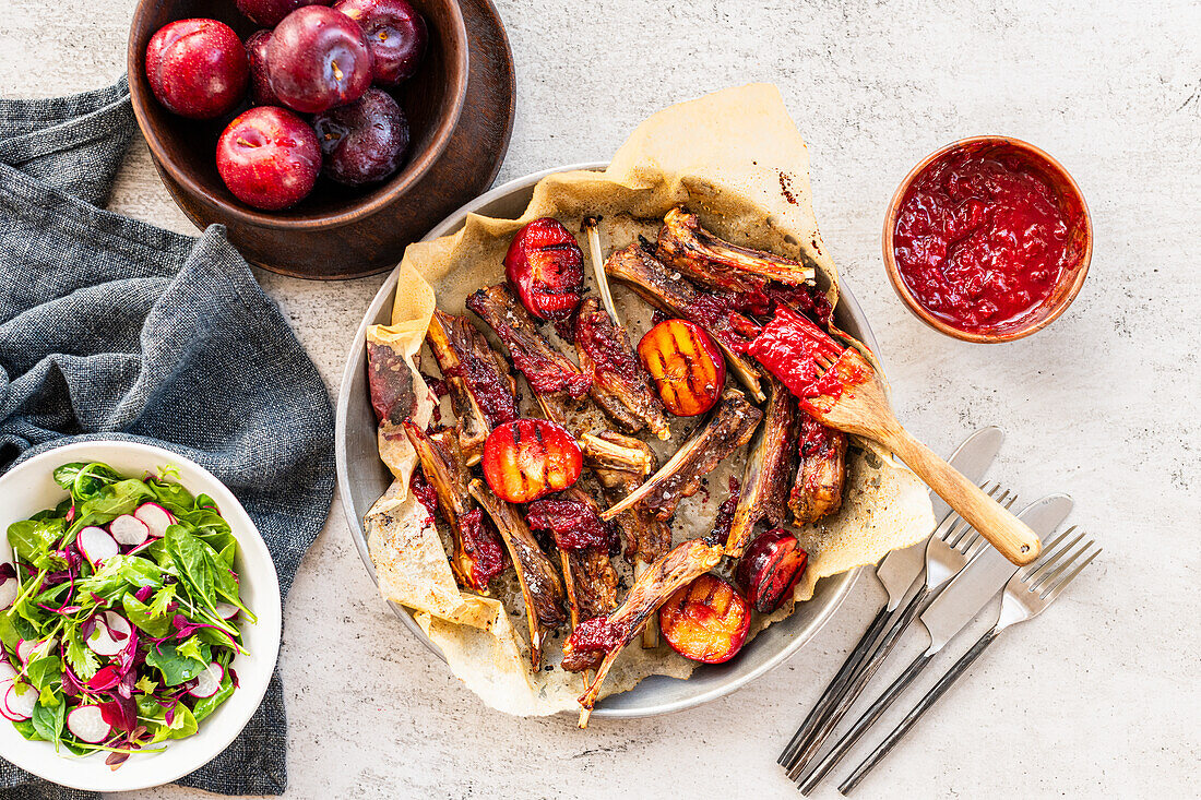 Sticky Lamb Ribs with Plum Sauce