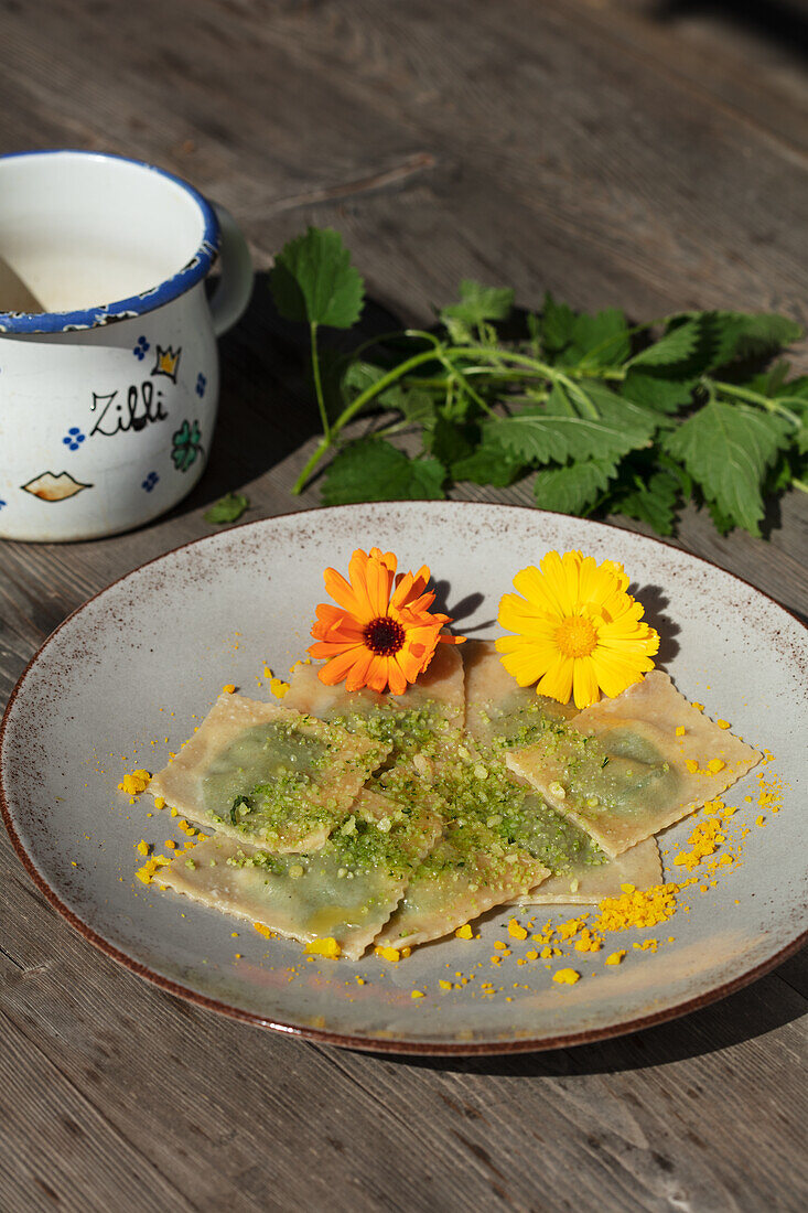 Mezzelune with nettle filling (Trentino, South Tyrol, Italy)