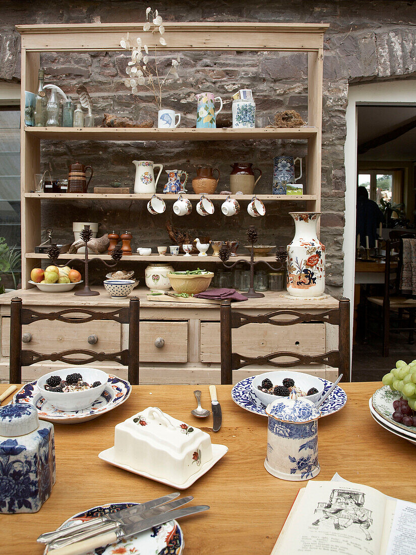 Dining room table set for breakfast