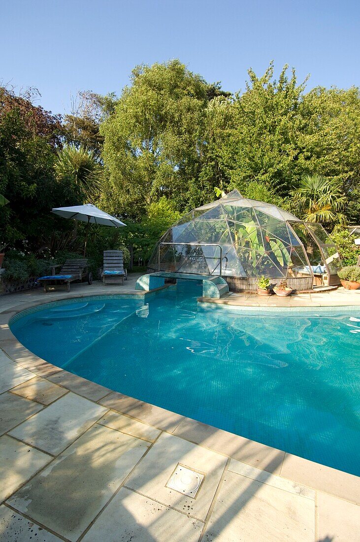 Swimming pool in back yard