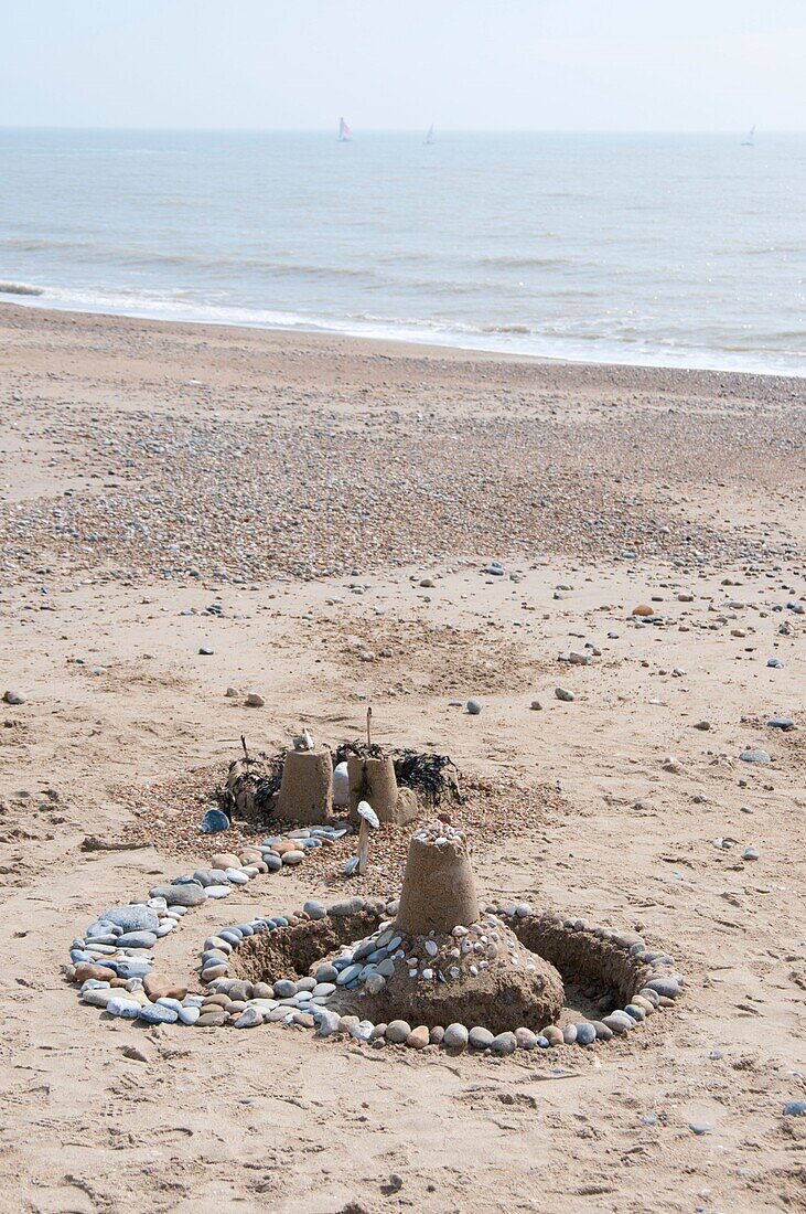 Seascape of St Leonards on Sea beach, East Sussex, UK