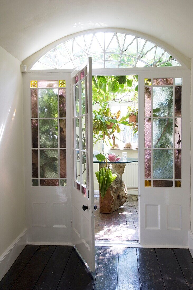 Entrance hall with door open