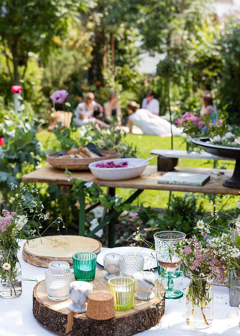 Picnic on the lawn at Mid Summer Party in Colchester garden with friends