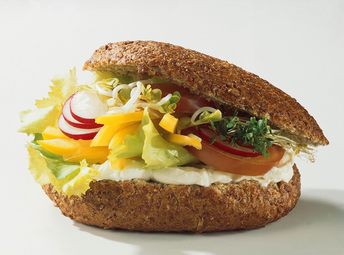 Vegetarian Sandwich on Whole Grain Bun