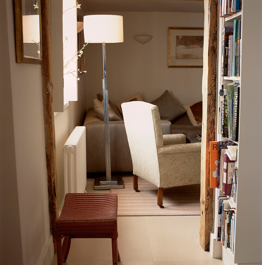 View from home entrance into living room