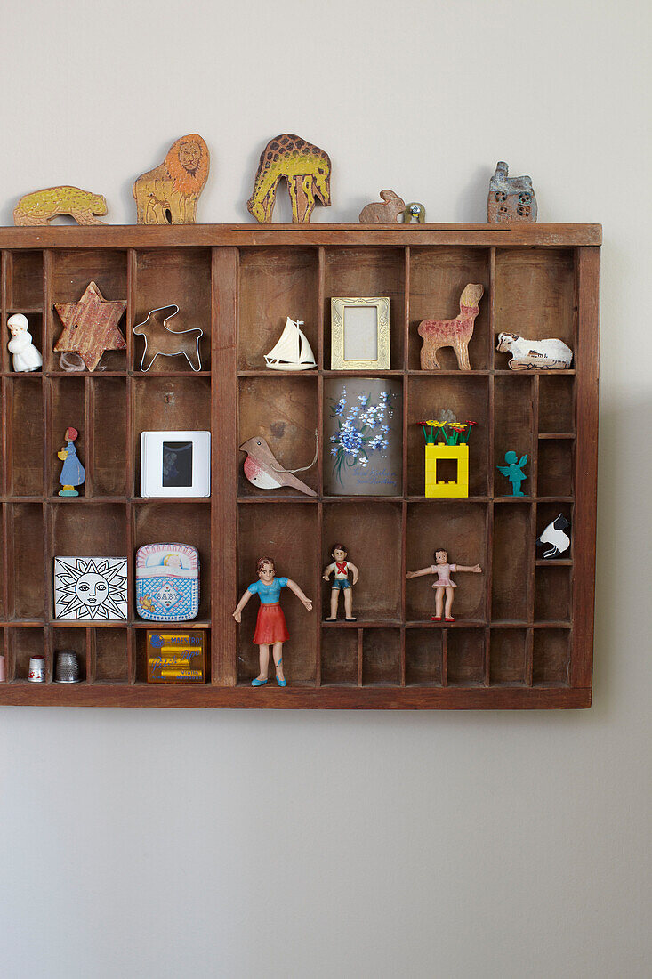 Toy storage in wall mounted shelving Ryde Isle of Wight, UK