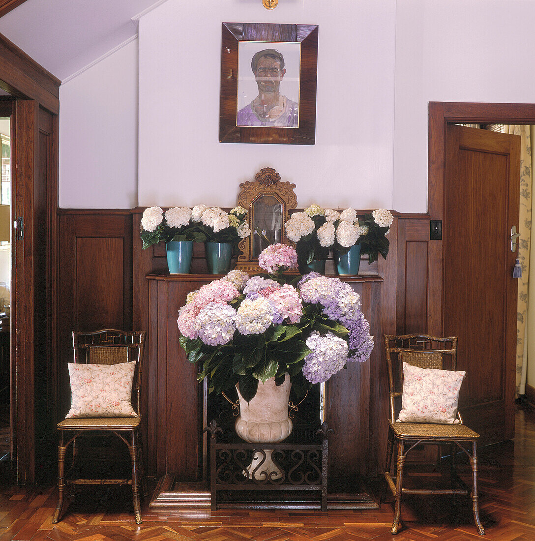 Panelled fireplace in lounge