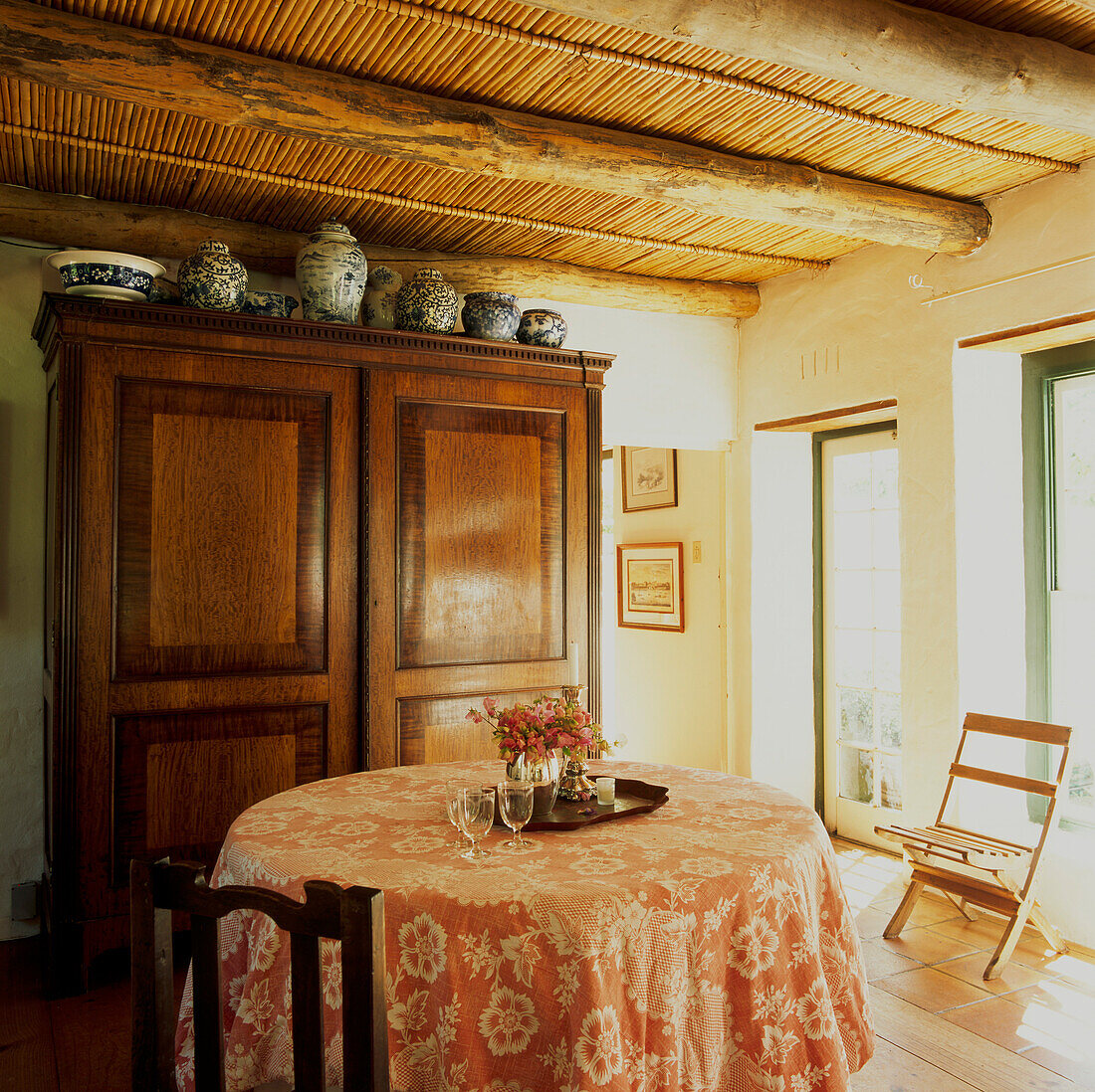 Dining area in warm neutrals