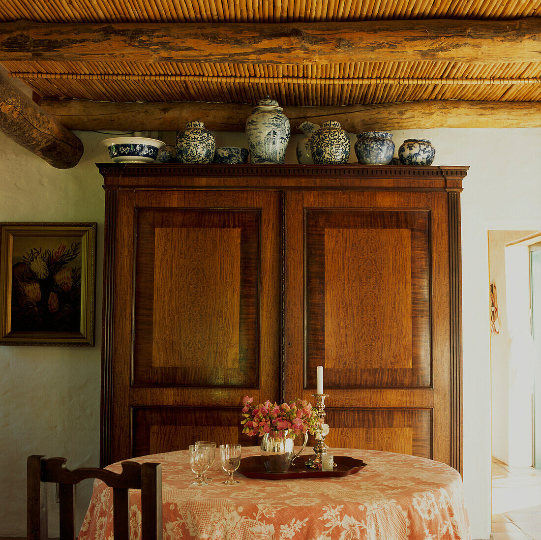 Dining area in warm neutrals