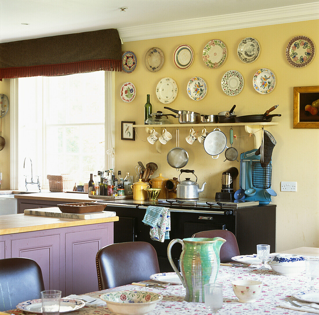 Crockery on kitchen table