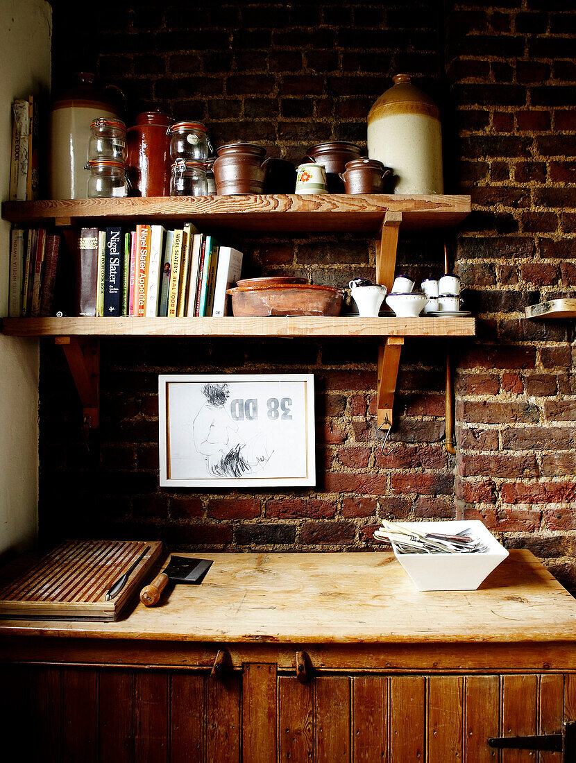 Modern interior shelf and cupboard