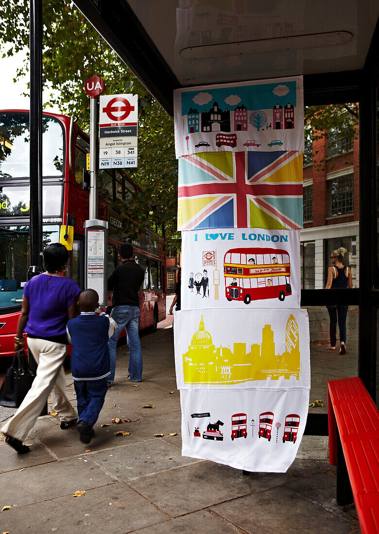 London Street scene with tea towels - full caption and stockists available