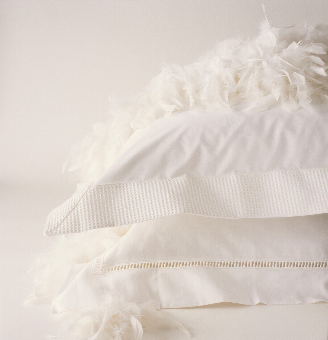 Feathers on pillows