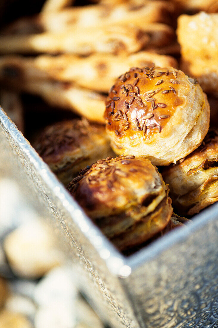 Picnic box of curry puffs