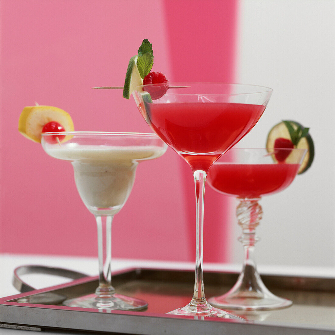 three Cocktails on a tray