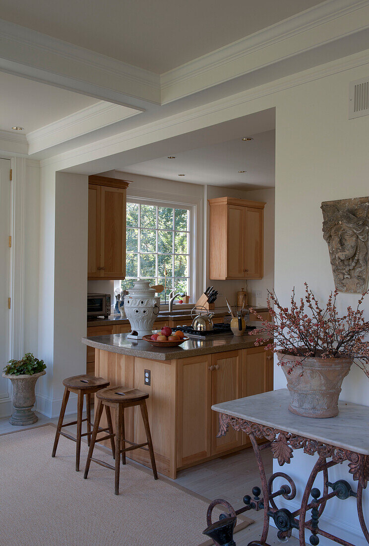 Open plan kitchen and living area in contemporary Washington DC home,  USA