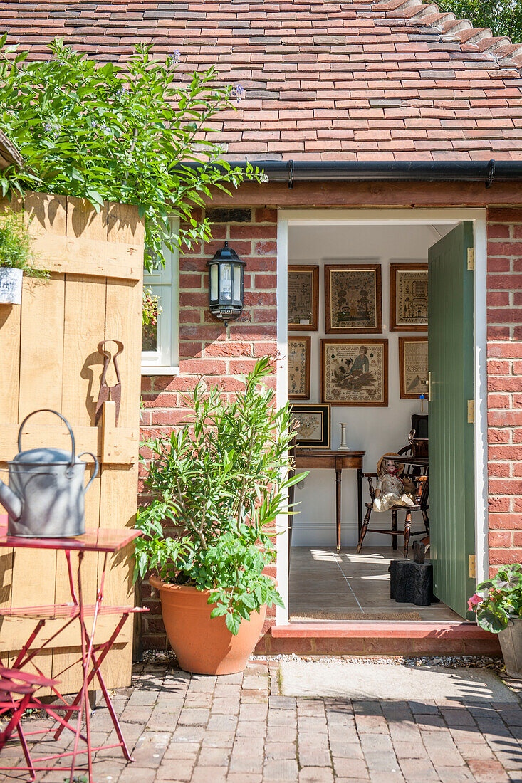 View into Ashford cottage from backyard  Kent  UK