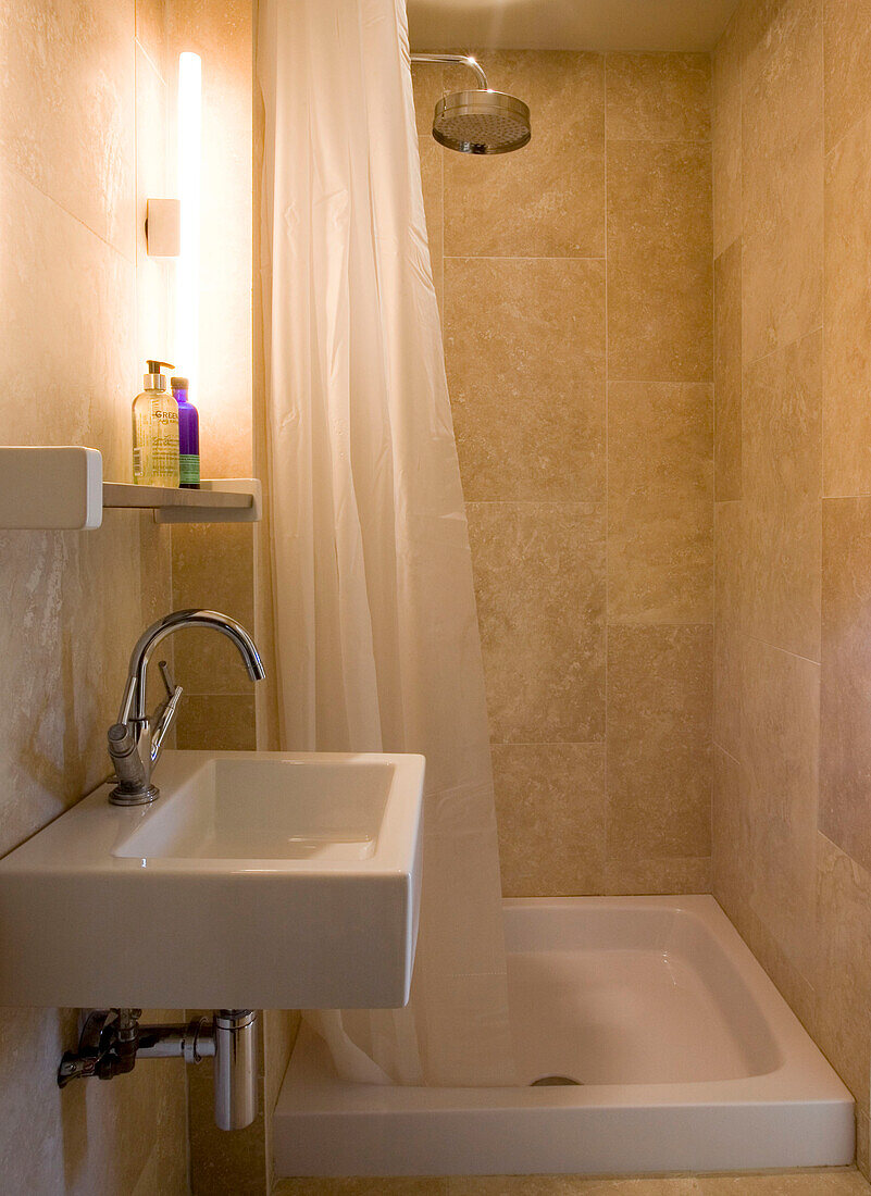 Shower room with hand basin