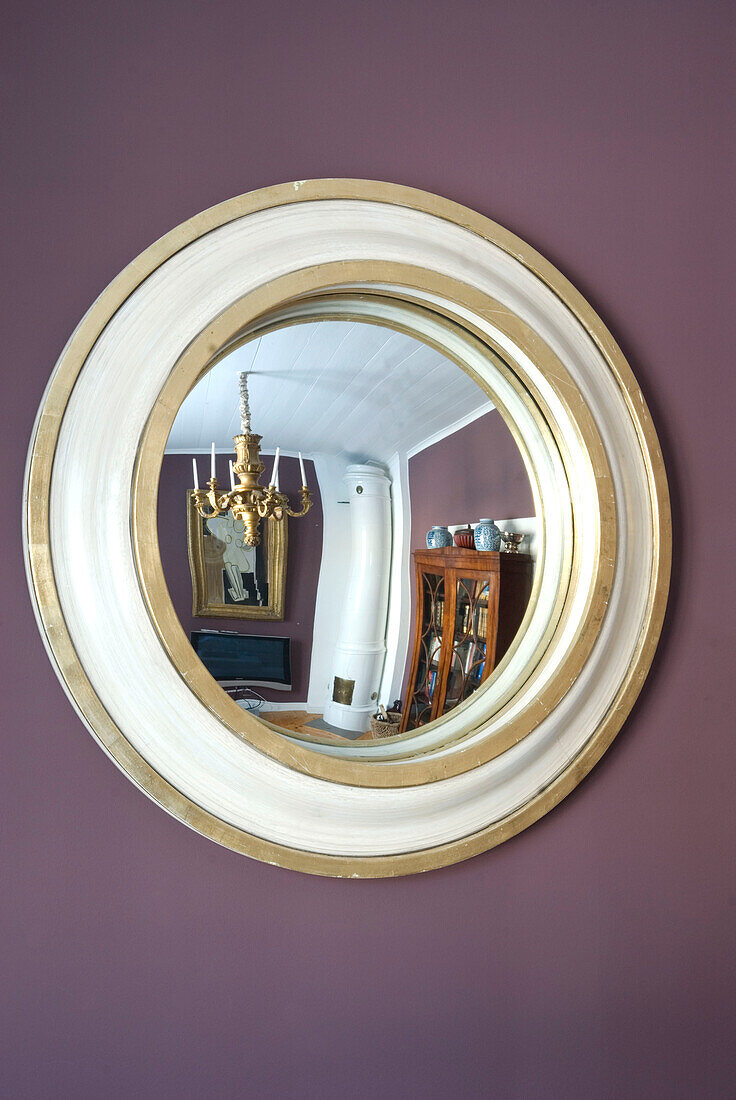 Modern living room reflecting in mirror