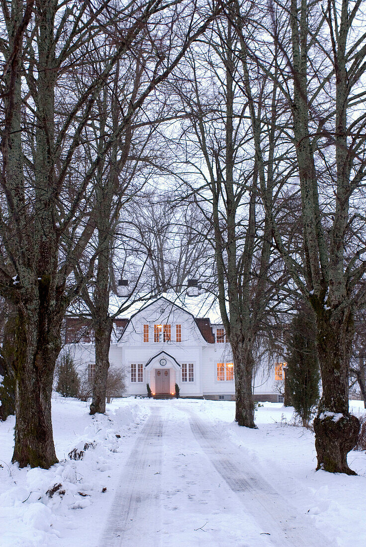 House in winter front view