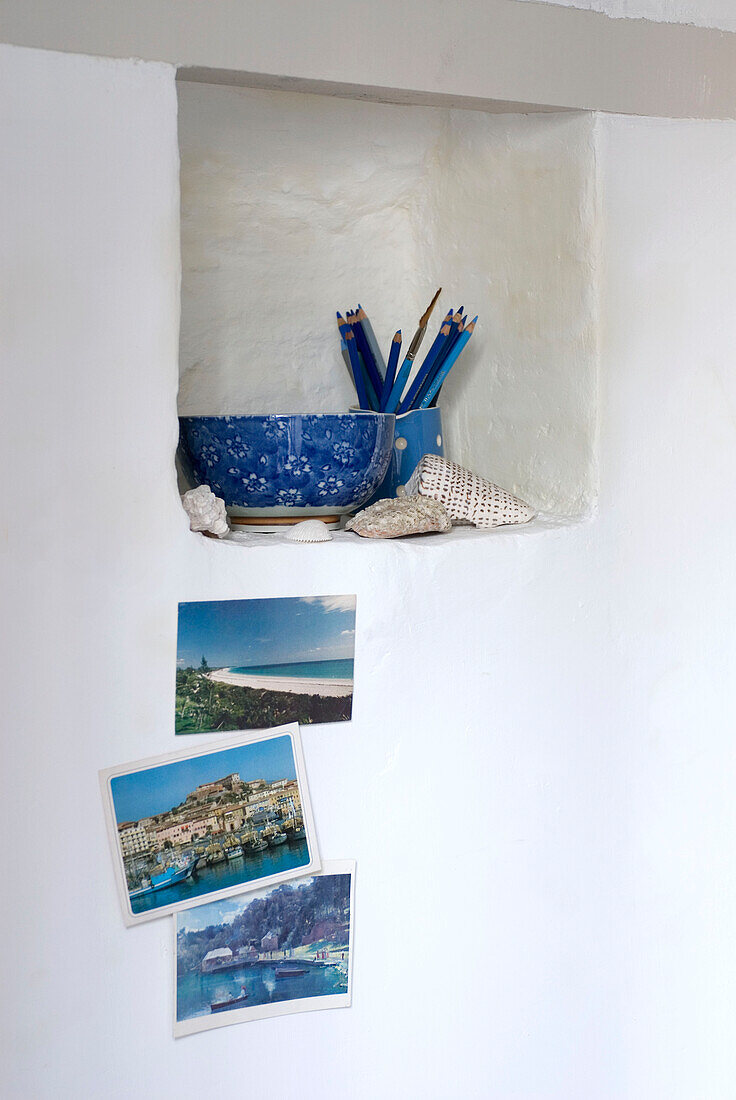 Postcards on wall