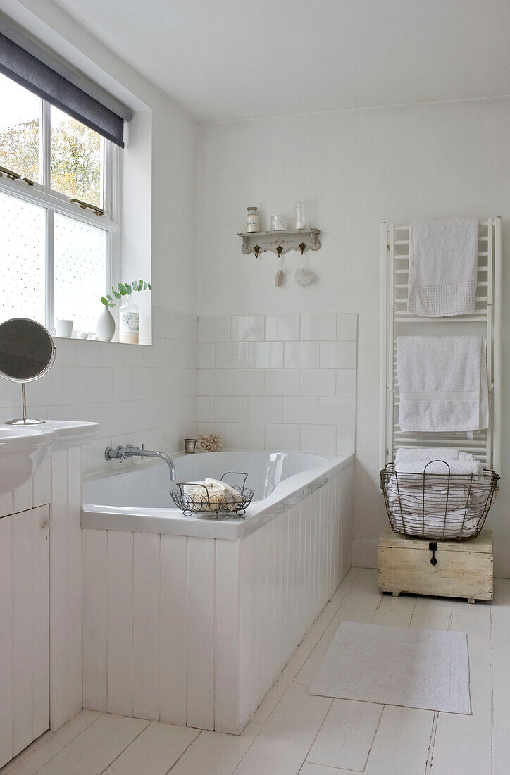 Bath in white bathroom