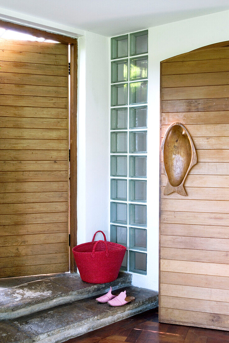 Entrance with open doors in modern house