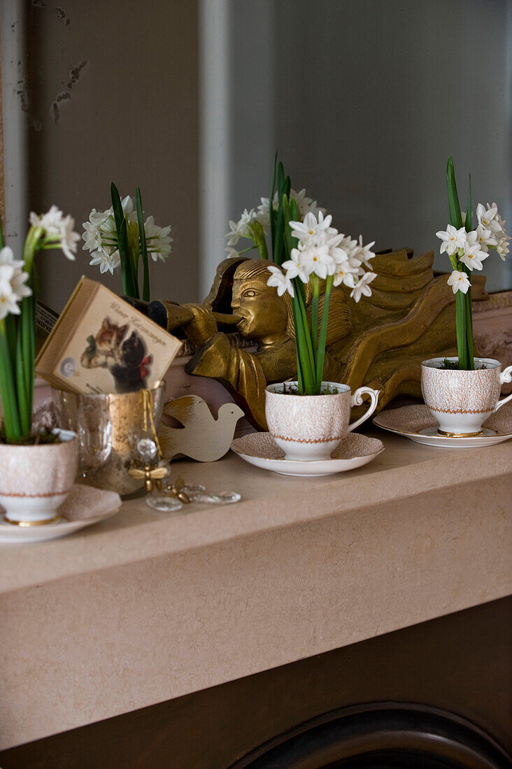 Mantelpiece with flower display