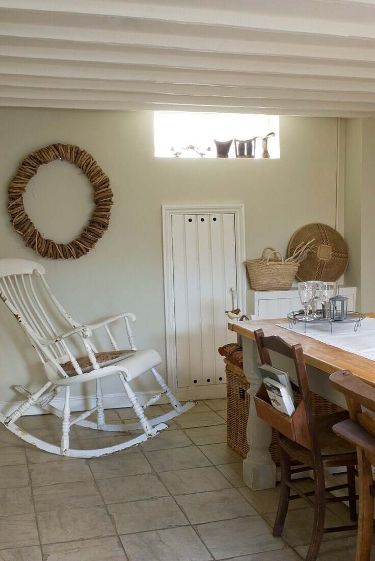 Rustic Dining room in basement