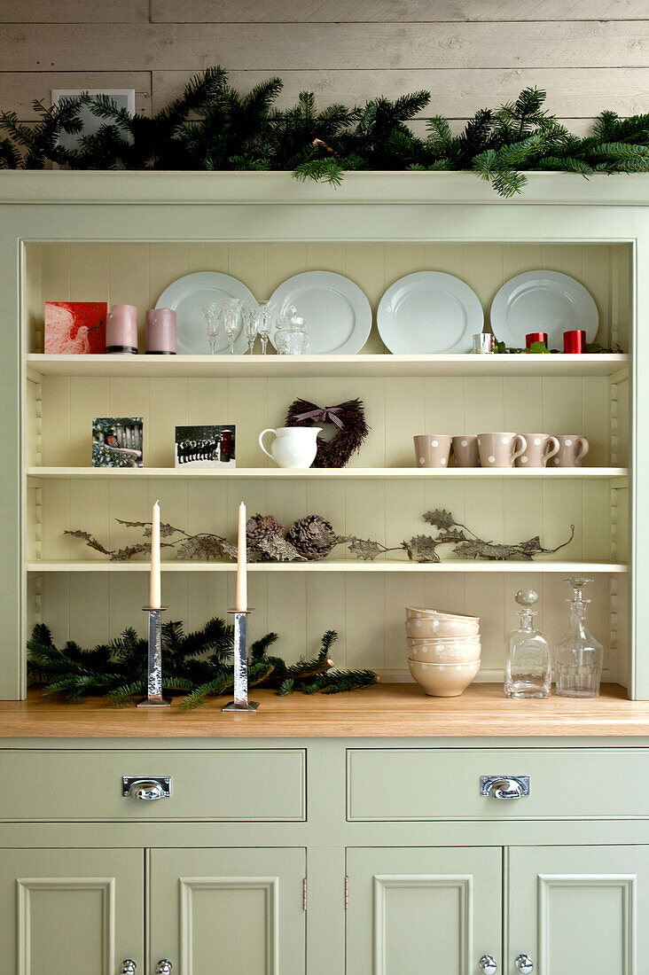 Homeware on kitchen dresser in Wiltshire farmhouse