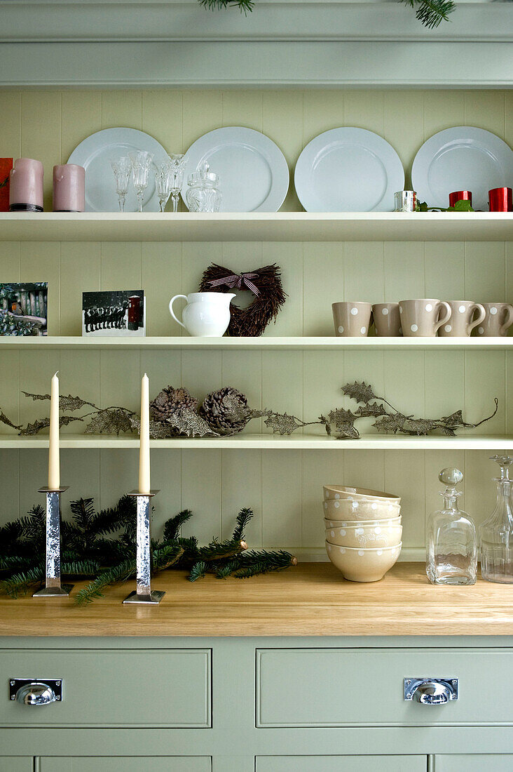 Homeware on kitchen dresser in Wiltshire farmhouse