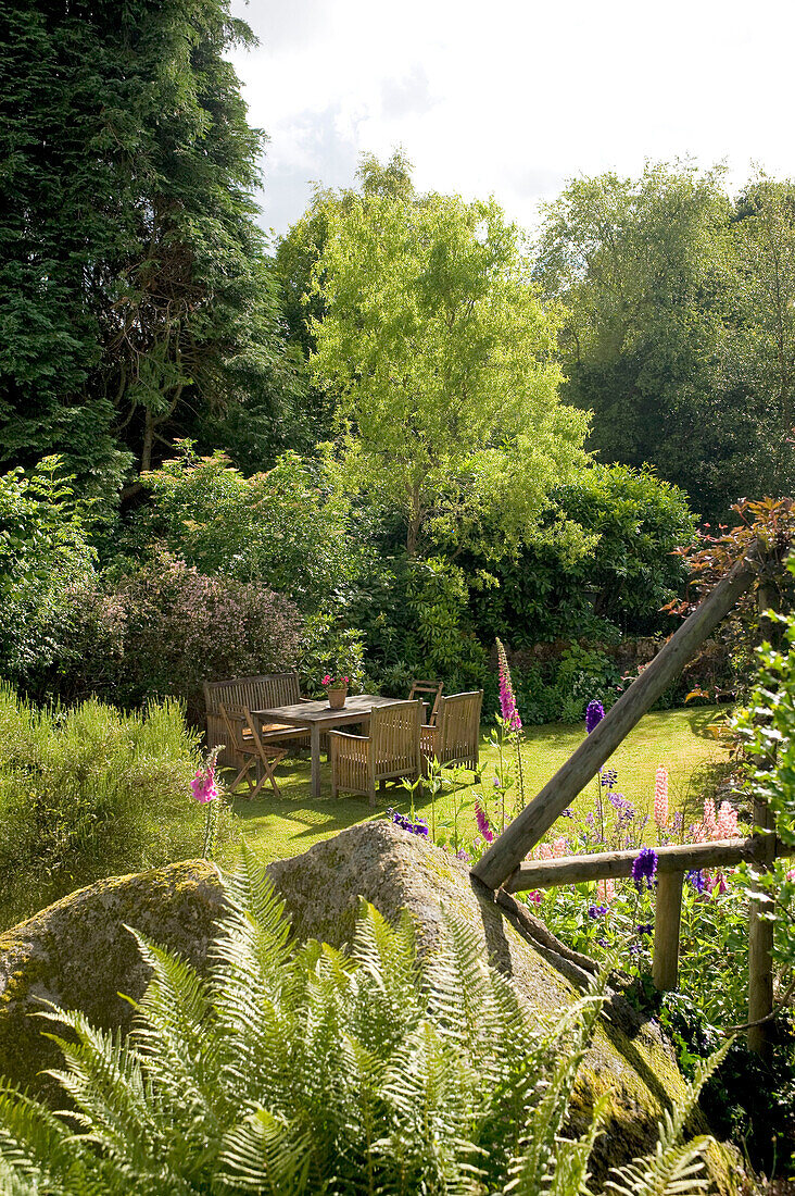 Outdoor furniture in Devon garden