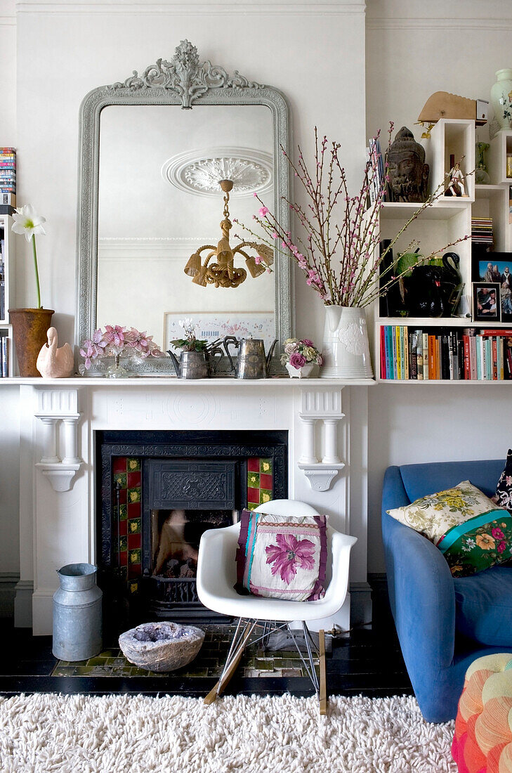 Colourful living room with vintage furniture