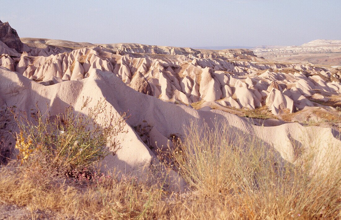 The dramatic rock formations and ravines in the volcanic Devrent Valley in Cappadocia