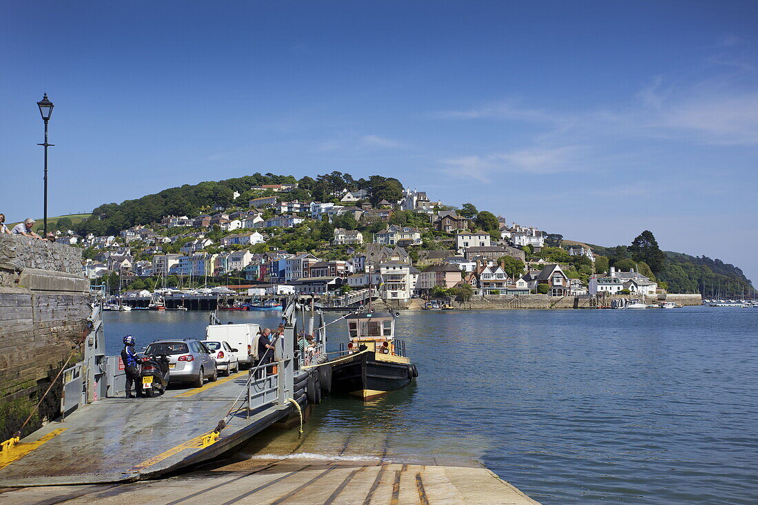 People boarding the Kingswear ferry, Dartmouth, Devon, UK