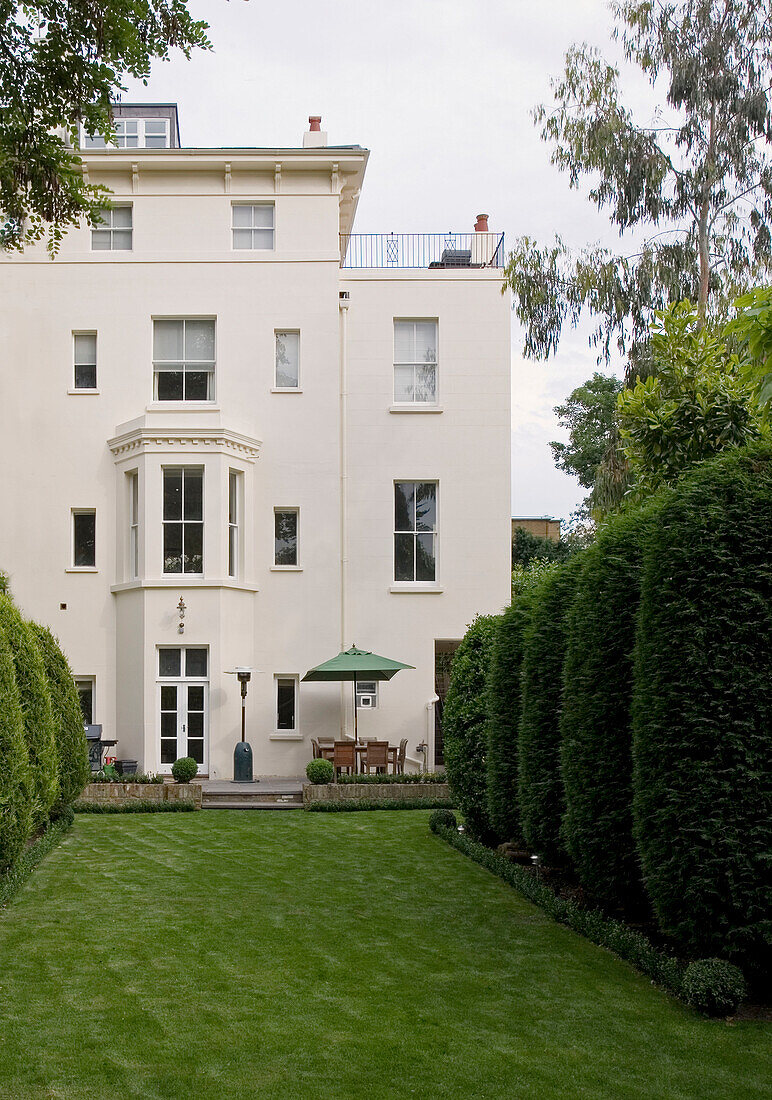 Lawned garden of London townhouse