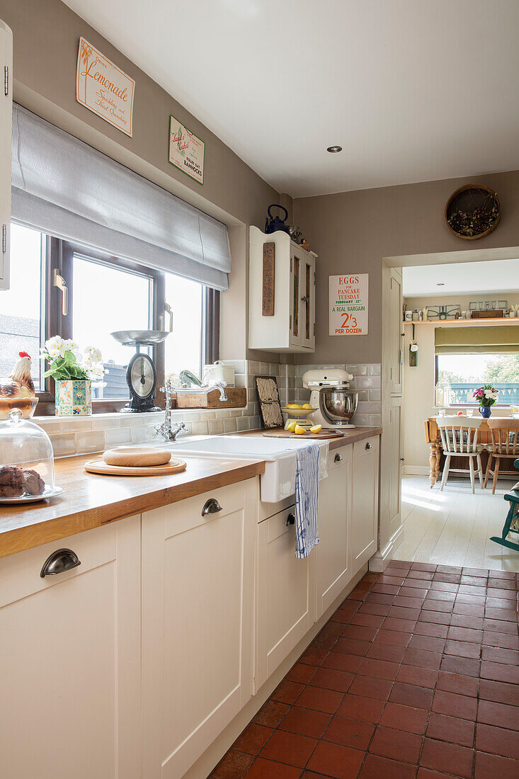 13583297 Shaker Style Kitchen With Original Floor Tiles In Derbyshire Home UK 