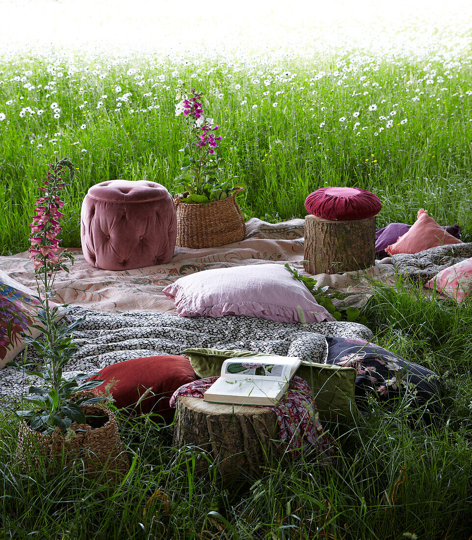 Picnic surrounded by foxglove