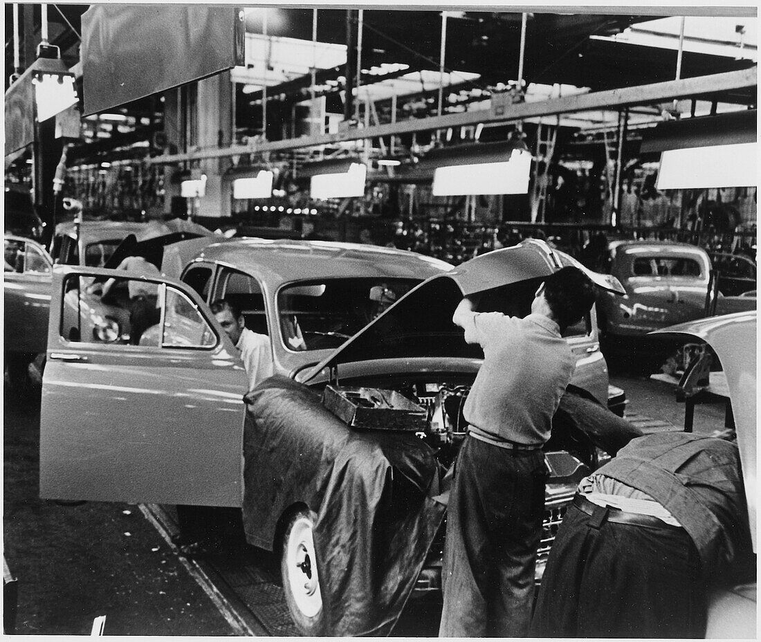 Fiat car factory using machinery from US Marshall Plan aid