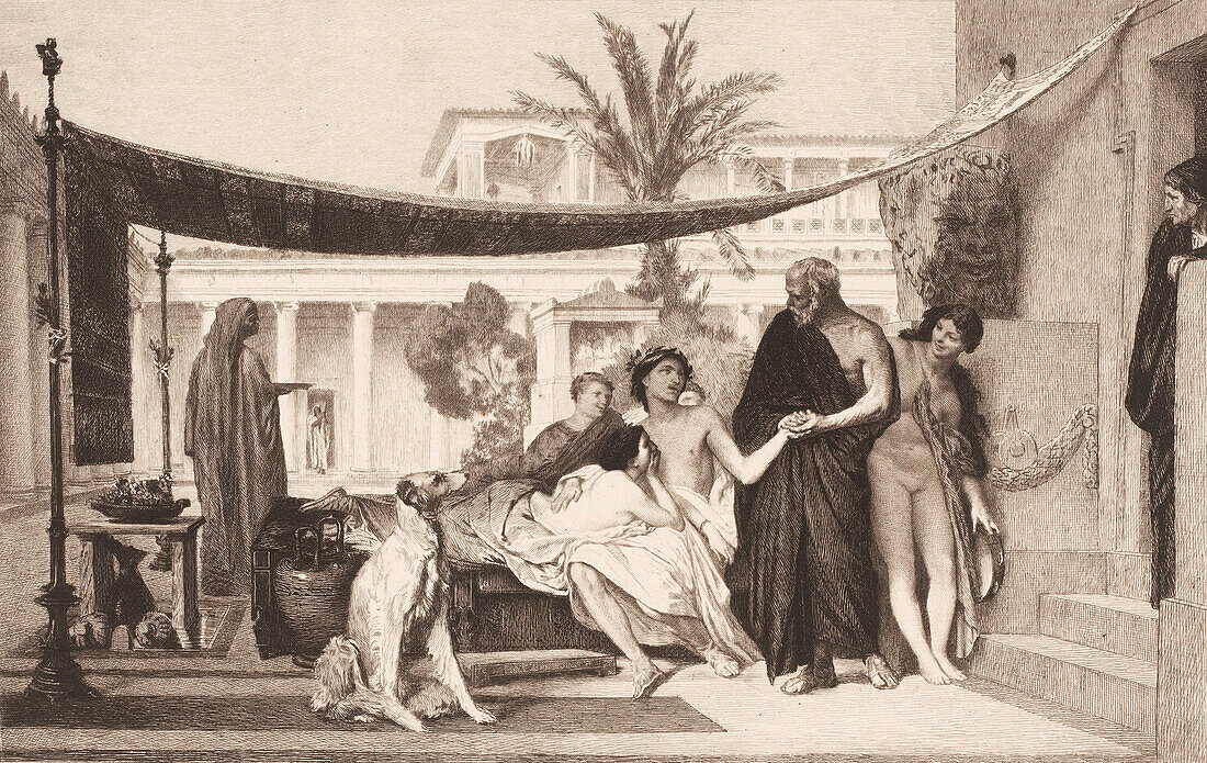 Aspasia and Alcibiades, 19th century illustration