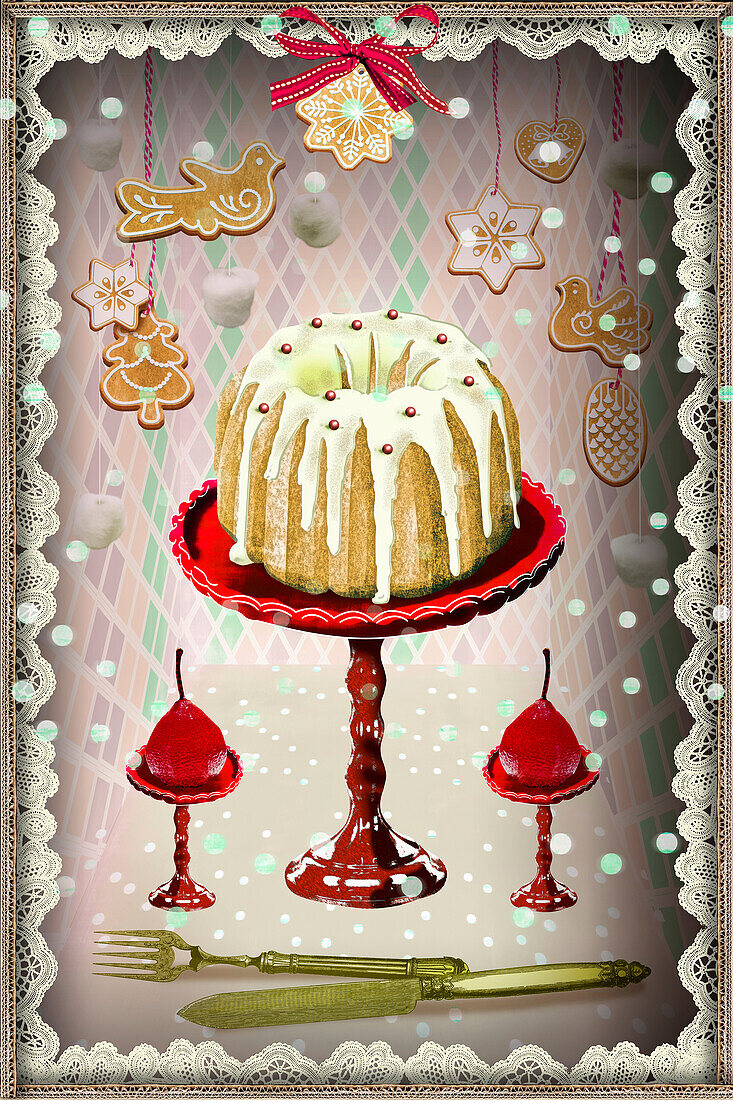 Christmas cake, illustration