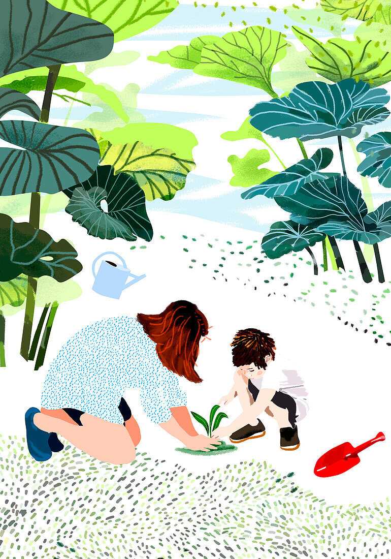 Gardening, conceptual illustration
