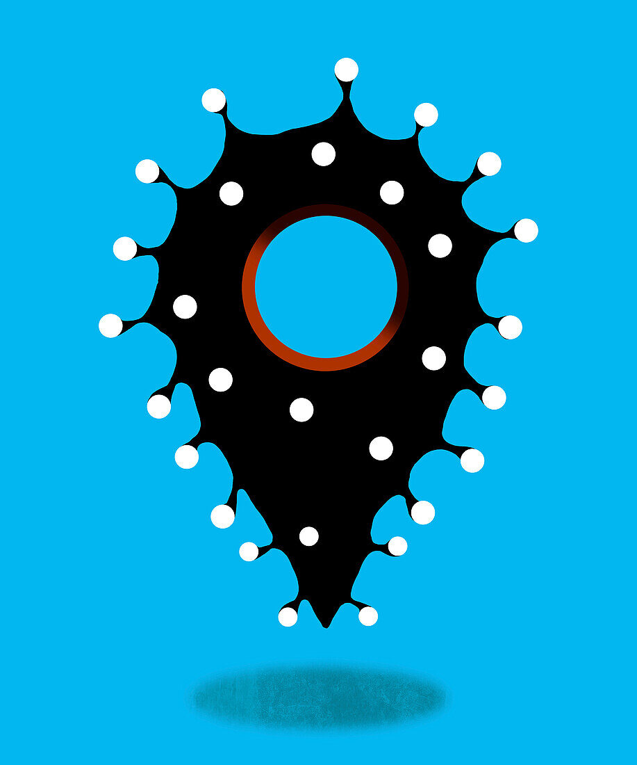 Coronavirus location icon, conceptual illustration