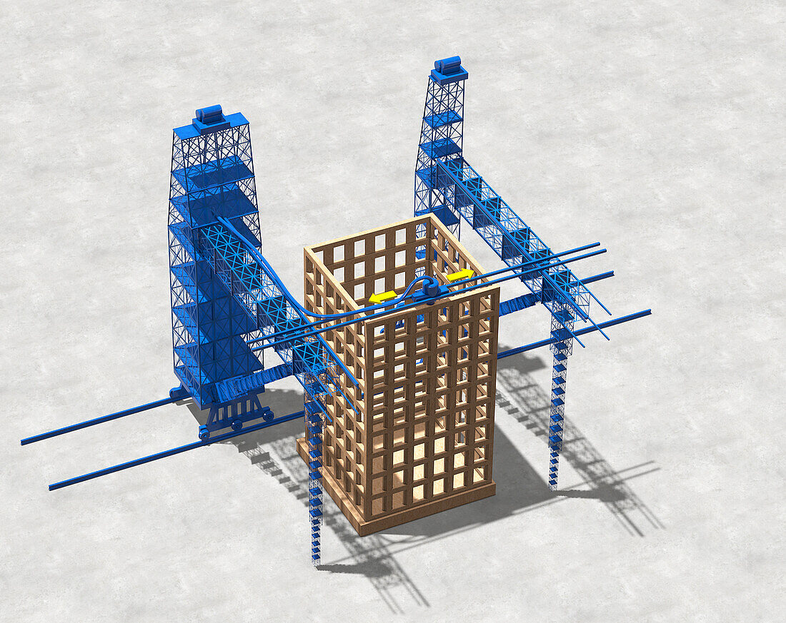 3D printing of a skyscraper, illustration